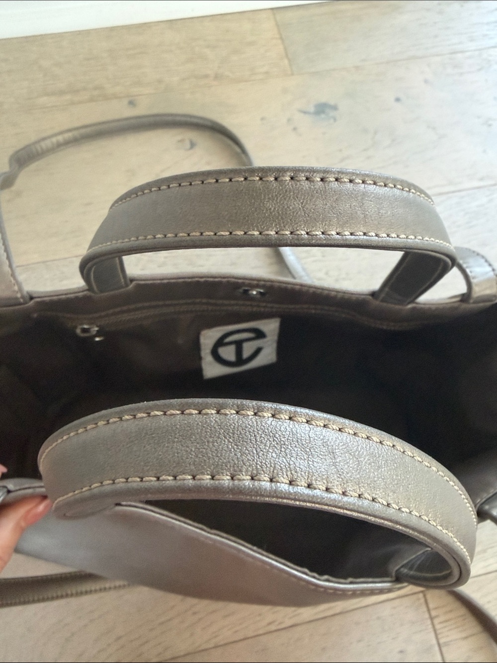 Telfar Metallic Pewter Logo Tote - Picture 9 of 9